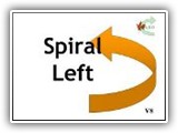 V8 Spiral Left
 This sign is used when the dog is on the “right” side of the handler.  Dog and handler spiral left, dog on the outside.
