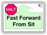 45. HALT   Fast Forward From Sit. The team comes to a halt and the dog sits in heel position. The handler cues the dog to heel and moves immediately into a fast pace from the halt. This exercise must be followed by Exercise 21 (Normal Pace), or it may be placed as the last exercise on the course, in which case the exercise and performance are concluded as the team crosses the Finish Line.