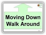 44. Moving Down, Walk Around While moving forward with the dog in heel position, the handler cues the dog to drop directly into a down position without first coming to a halt. The handler may (but is not required to) break the heel position and turn in front of the dog to accomplish this exercise. When the dog is down, the handler goes around the dog to the heel position, cues the dog to heel, and moves forward.
Dog Errors:  Failure of the dog to down promptly shall be a substantial deduction of 3-5 points depending on how slowly the dog goes down.  Failure of the dog to remain in the down position until given the cue to heel forward shall result in an NQ-IP  