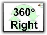 13. 360 Degree Right (Turn). While heeling, the team makes a 360 degree turn (a complete circle) that begins to the handler’s right. The final direction is the same as that of the team before starting the station. A tight circle is ideal.
