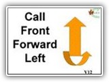 V12 Call Front Forward Left
The Call Dog Front part of this station is performed as in Station 11.  Failure of the dog to Sit in front will result in NQ-IP.

For the second part of the station, the handler moves forward after cueing the dog to move from the front position to the handler’s left, around behind the handler and into right heel position as the handler continues forward. The dog must commit to the cue before the handler moves forward. The dog catches up to the heel position without sitting at heel.
Deductions: as outlined in V11.

