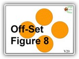 V20 Offset Figure 8  
 This exercise requires two bowls with tempting dog treats and two cones (pylons).  A hail screen wire cover is placed over the food bowls to 	prevent a dog that breaks heel position from being rewarded by eating the treats. The four objects are arranged in a diamond pattern   the two end cones  are 10 feet (3.05 m) apart;  food bowls are 2.5 feet (0.76 m) from the centre line.  Allowances can be made in the distance apart of the two food bowls for large breeds The team enters the Figure 8 as indicated by the placement of the exercise sign, turns either to the left or the right following the path indicated on the course map, proceeds toward the end pylon in that direction, loops that pylon and completes the Figure 8 around the other end pylon and exits the 	Figure 8 as indicated by the placement of the next exercise station. There are no halts in this exercise. 

