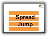 V22  Spread Jump 
The obstacle must have a minimum height of 2 inches (.05m) and a maximum height of 5 inches (.13m) Uprights are not permitted.
The obstacle may be composed of telescoping hurdles, such as those used in CKC obedience hurdles; it will require as many hurdles as are necessary to provide the appropriate spread distance.  It may also be of solid construction, i.e. 4 solid spread jumps of 8, 16, 24 and 28 inches, (.2m, .4m., .6m, and .71 m) of specified height. A 10 foot (3m) line) shall be placed, on the floor (surface) in front of the jump, to mark the distance to the jump for scoring purposes. A six foot (1.8 m) line shall be placed on the floor (surface) at the left side of the jump to mark the distance for scoring purposes. It is the judge's responsibility to see that the distance jumped by each dog is in accordance with these Regulations. This station begins approximately 20 feet (6.10 m) in front of and 6 feet (1.83 m) to the left of the jump. The send position is at least 10 feet in front of and 6 feet to the left of the obstacle. When the dog has completed the jump, the handler calls the dog to heel position and the team continues to the next exercise station. If the dog is much faster than the handler, the dog may be called back to the handler. No deductions are to be made if the dog returns directly to the heel position regardless of where the handler is along the line of travel when that occurs.
   Deductions: Sending the dog from any other position will result in an NQ.  See appendix G

